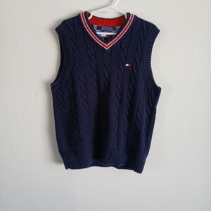 Tommy Hilfiger Boys Preppy Cabel Knit Sweater Vest Size S